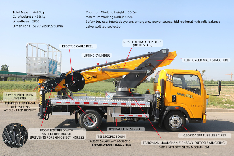 Гидравлический погрузчик Man Lift Truck длиной 30 м